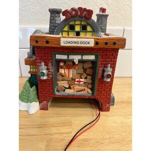 Department 56 North Pole Series "Loading The Sleigh" Loading Dock - Lights Work